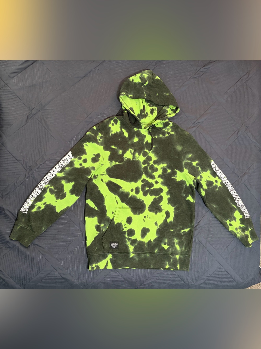 Lurking Class Green Black Tie Dye Skull Sleeve Hoodie Size L Streetwear Goth